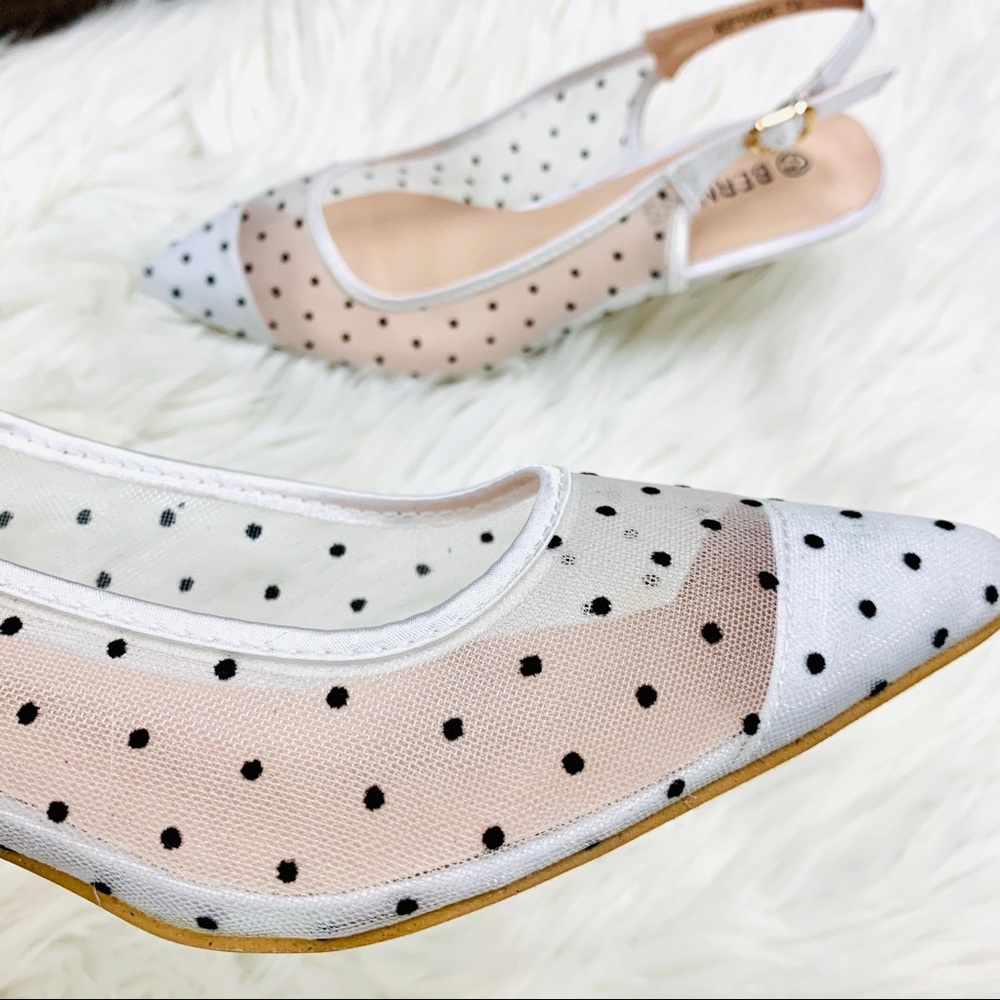 White polka dot sling back heel - Picture 7 of 10
